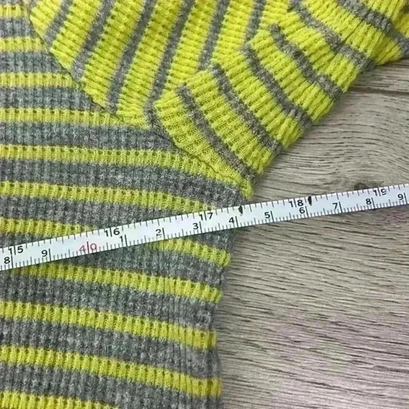 J. Crew Yellow & Grey Striped Ribbed Long Sleeve Top Size M - Picture 6 of 8
